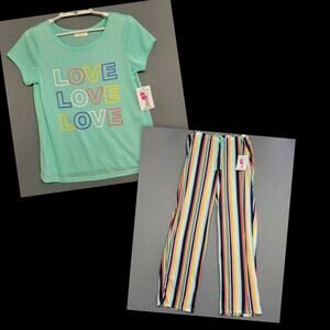NEW Bobbie Brooks Pj Set Womens S Love Graphic Sleepwear Tee Lounge